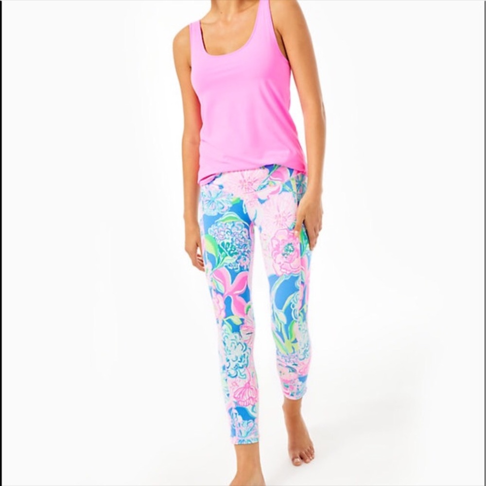 Lilly Pulitzer UPF 50+ Weekender Midi Leggings Peony for your thoughts sz small